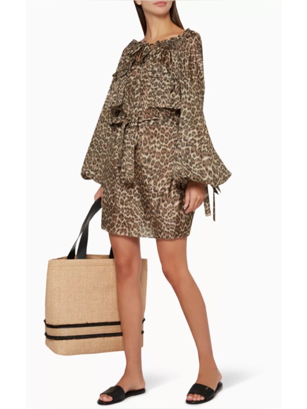 ZIMMERMANN | Suraya Silk Pocket Dress in Animal Print, Size 0 (US 4)